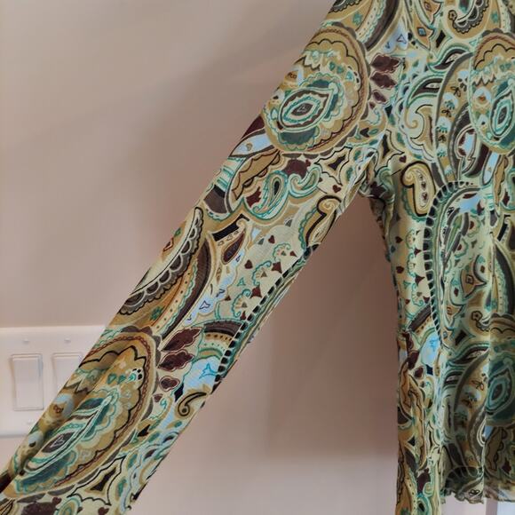 Relativity XL Long Sleeve Paisley Mesh Top Sheer Sleeves 90s Y2K Fairy - Picture 3 of 10
